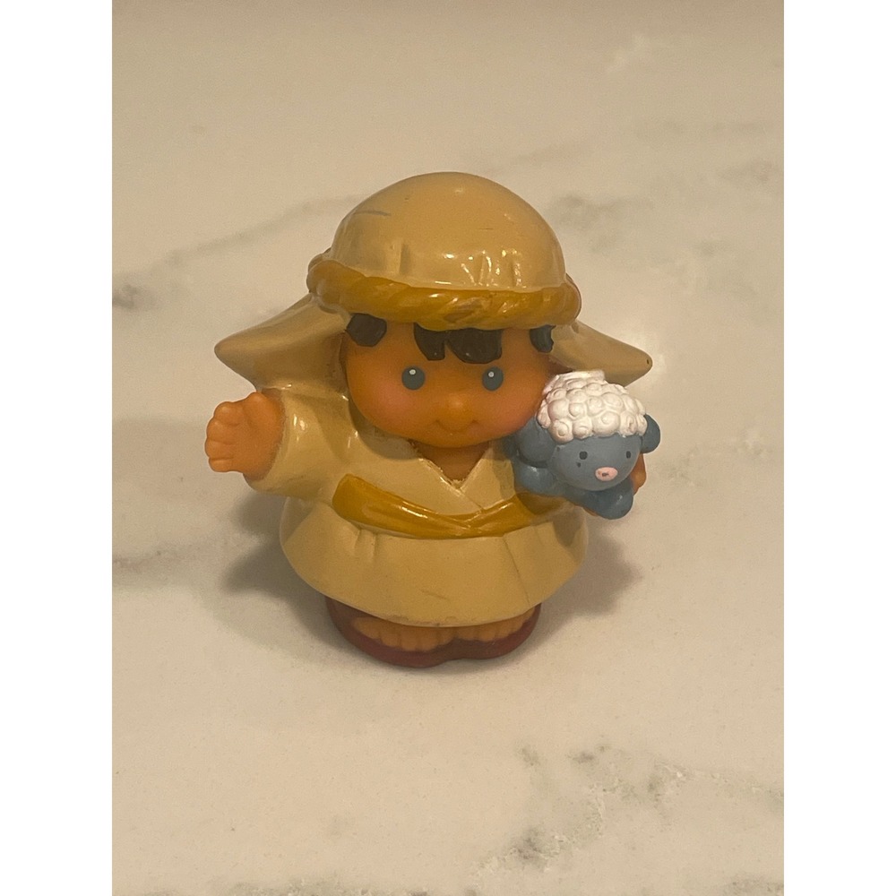 Fisher Price Little People Shepherd Boy with Sheep Blue Lamb Nativity Figure Tot